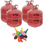 Balloon Time Large Helium Tanks (4) with 72 Balloons & Ribbon